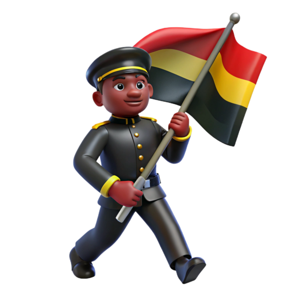 stunning traditional 3D Render of Cartoon Soldier Carrying Flag original png
