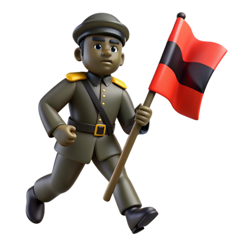 impressive artistic 3D Render Running Soldier with Flag detailed png