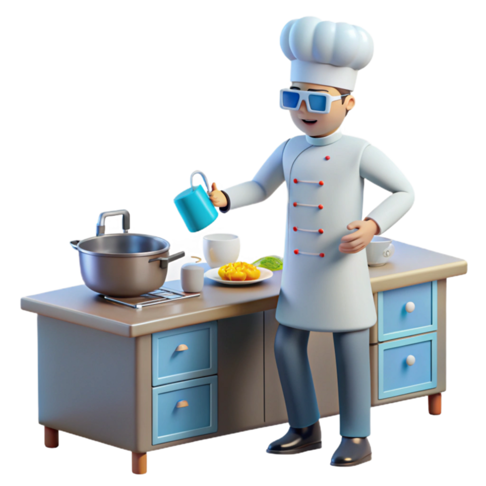 vibrant creative Chef Cooking Food in Kitchen high resolution png