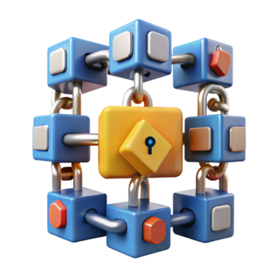 extraordinary creative Secure Data Network Interlocking Blocks Chain Technology high quality png
