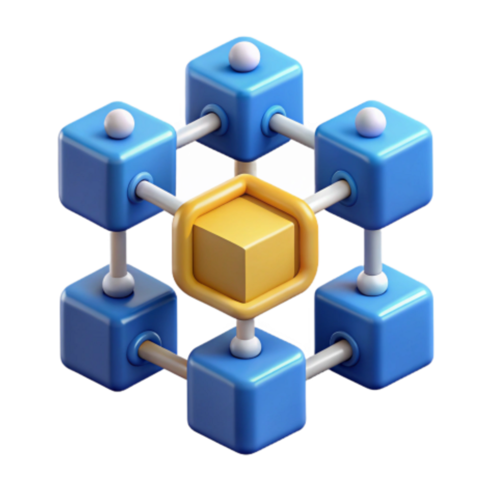 vibrant moderne Les données cube réseau connecté blocs, efficace système authentique png