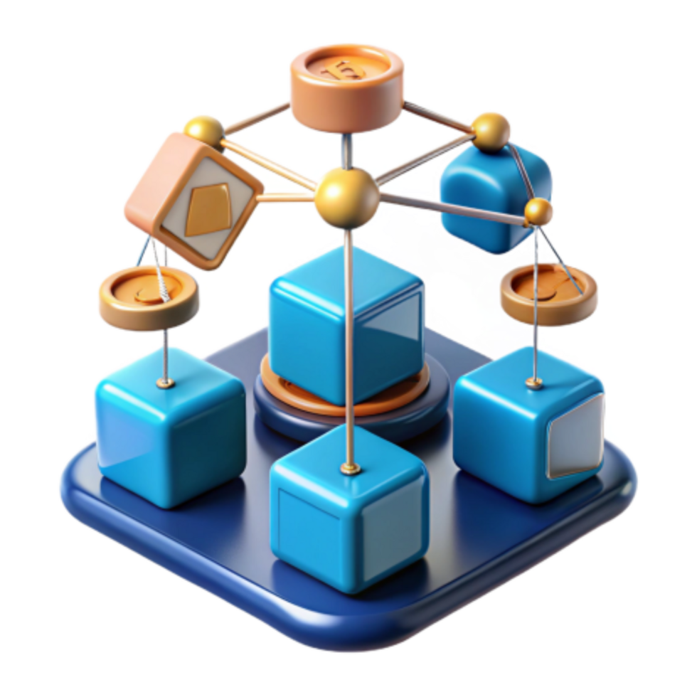dramatic abstract Decentralized System Interconnected Cubes Network original png