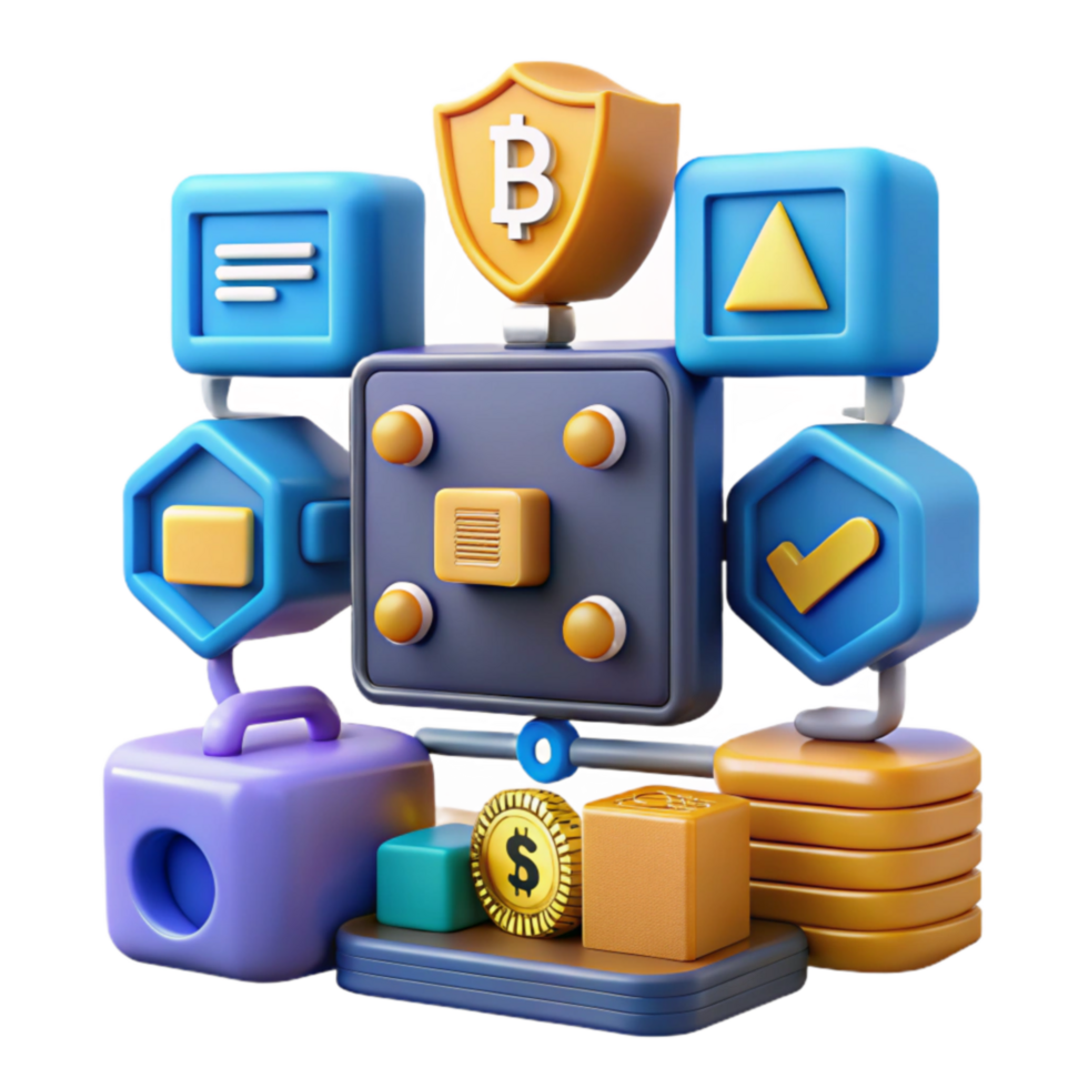 vibrant traditional Cryptocurrency Security Finance System A 3D Visualization high resolution png