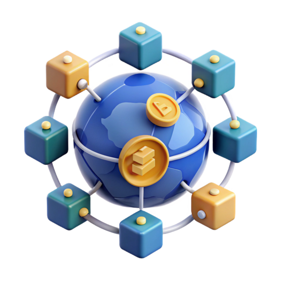 serene creative Global Decentralized Network Secure Data Sharing Cryptographic Transactions 4K png