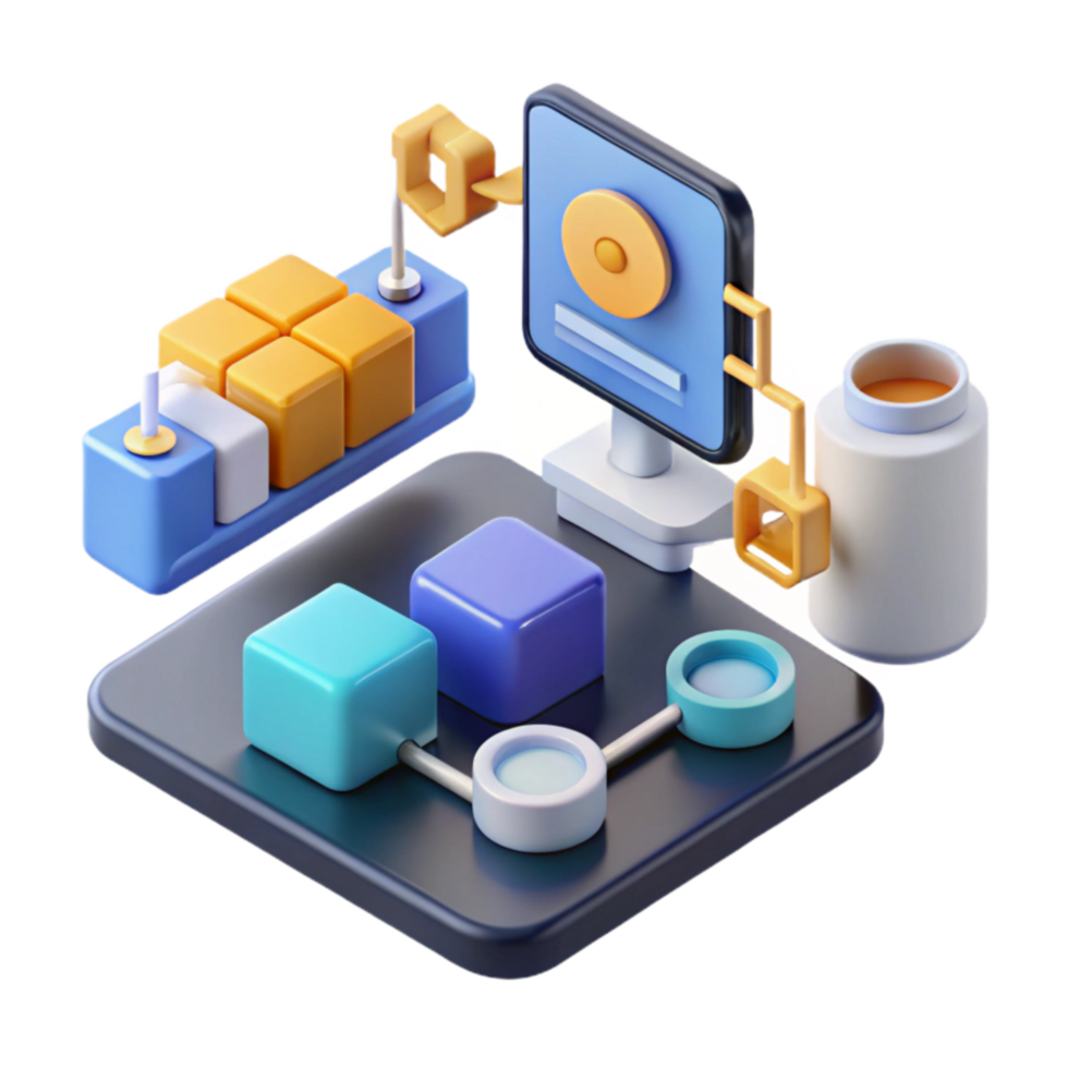 magnificent vintage Modular System Design Workflow Optimization with 3D Blocks high quality png