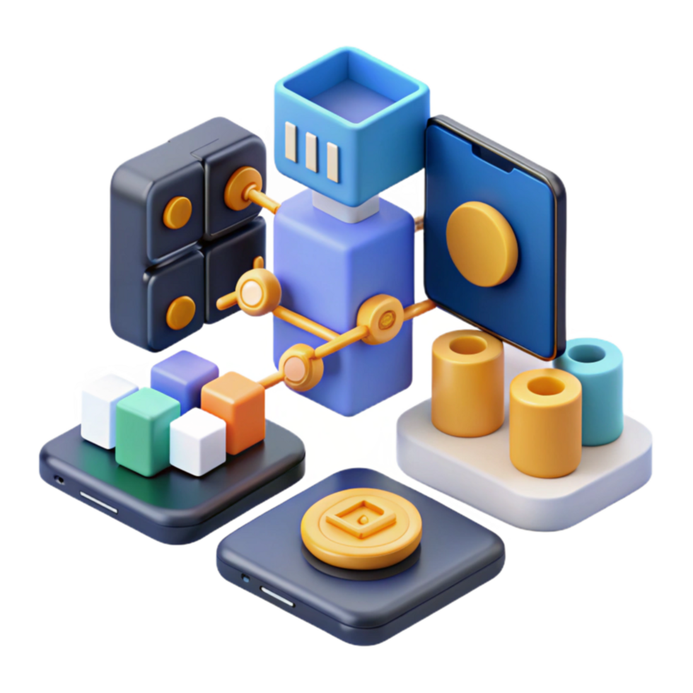 beautiful modern Digital Ecosystem Interconnected Mobile, Data, and Crypto professional png