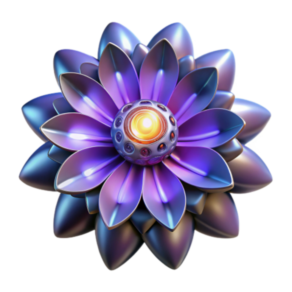 extraordinary minimalist Metallic Flower 3D Render of Abstract Bloom authentic png