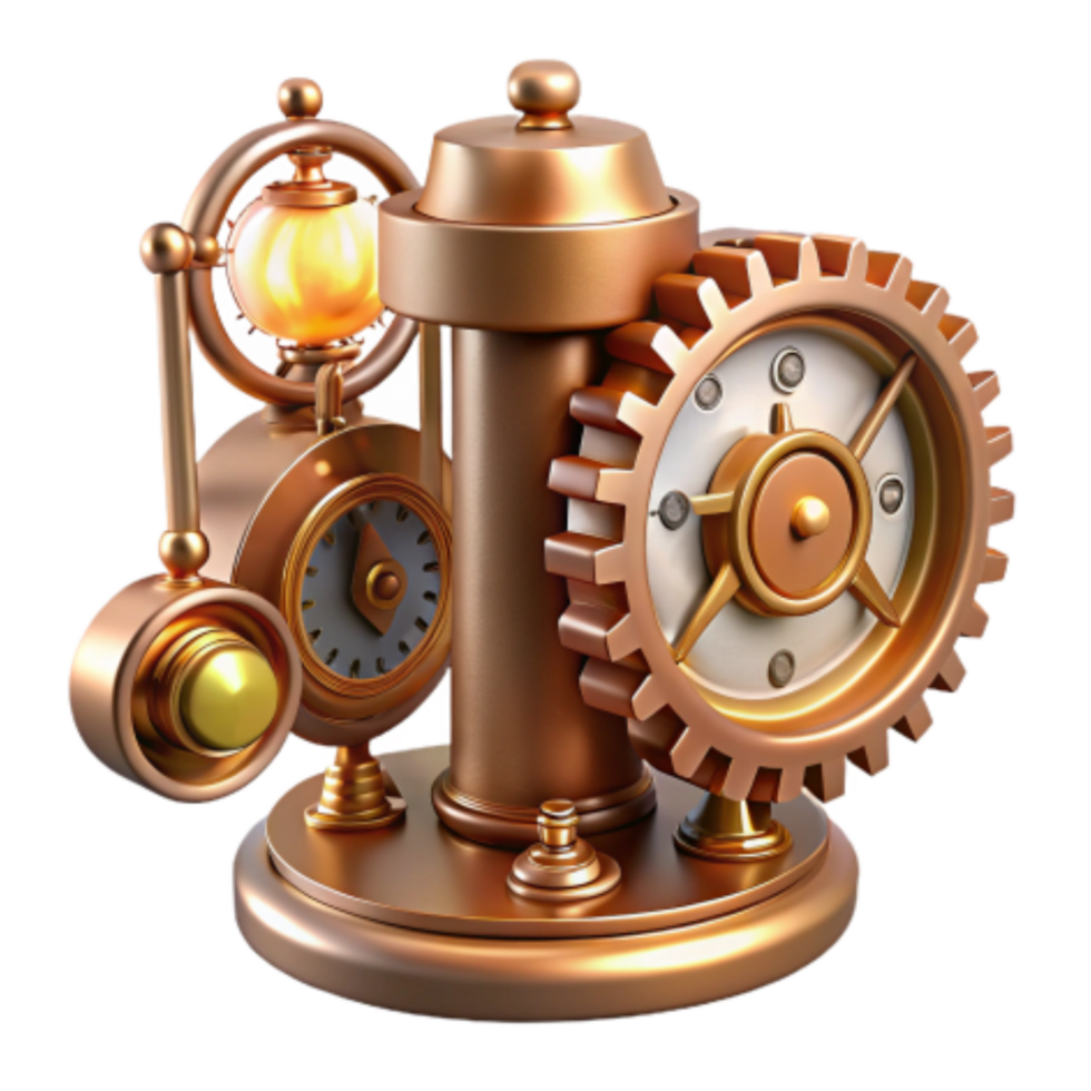 wonderful minimalist Steampunk Clockwork Gear Ornament Vintage Timepiece Design detailed png
