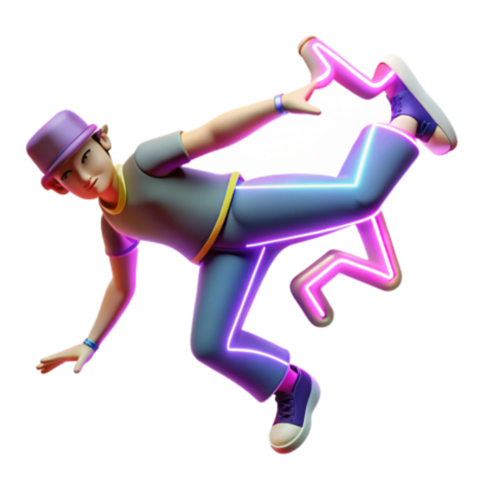 serene artistic Neon Dance Pose 3D Animation of Dynamic Movement authentic png
