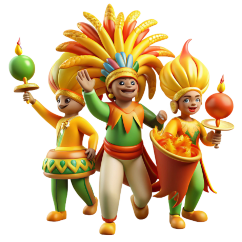 stunning vintage Vibrant Carnival Festive Characters professional png