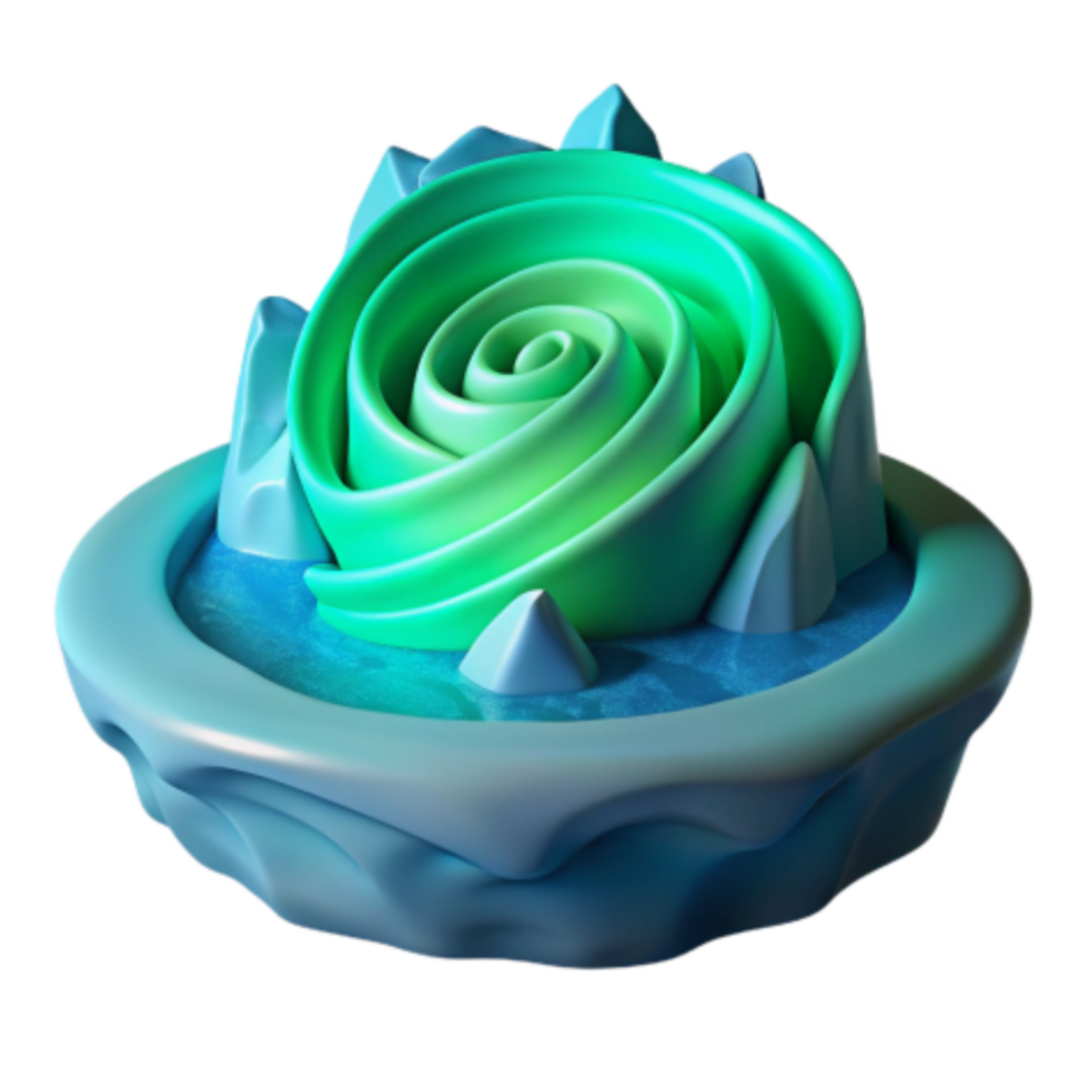 serene artistic Whirlpool of Aurora 3D Render of Fantasy Ice Sculpture original png