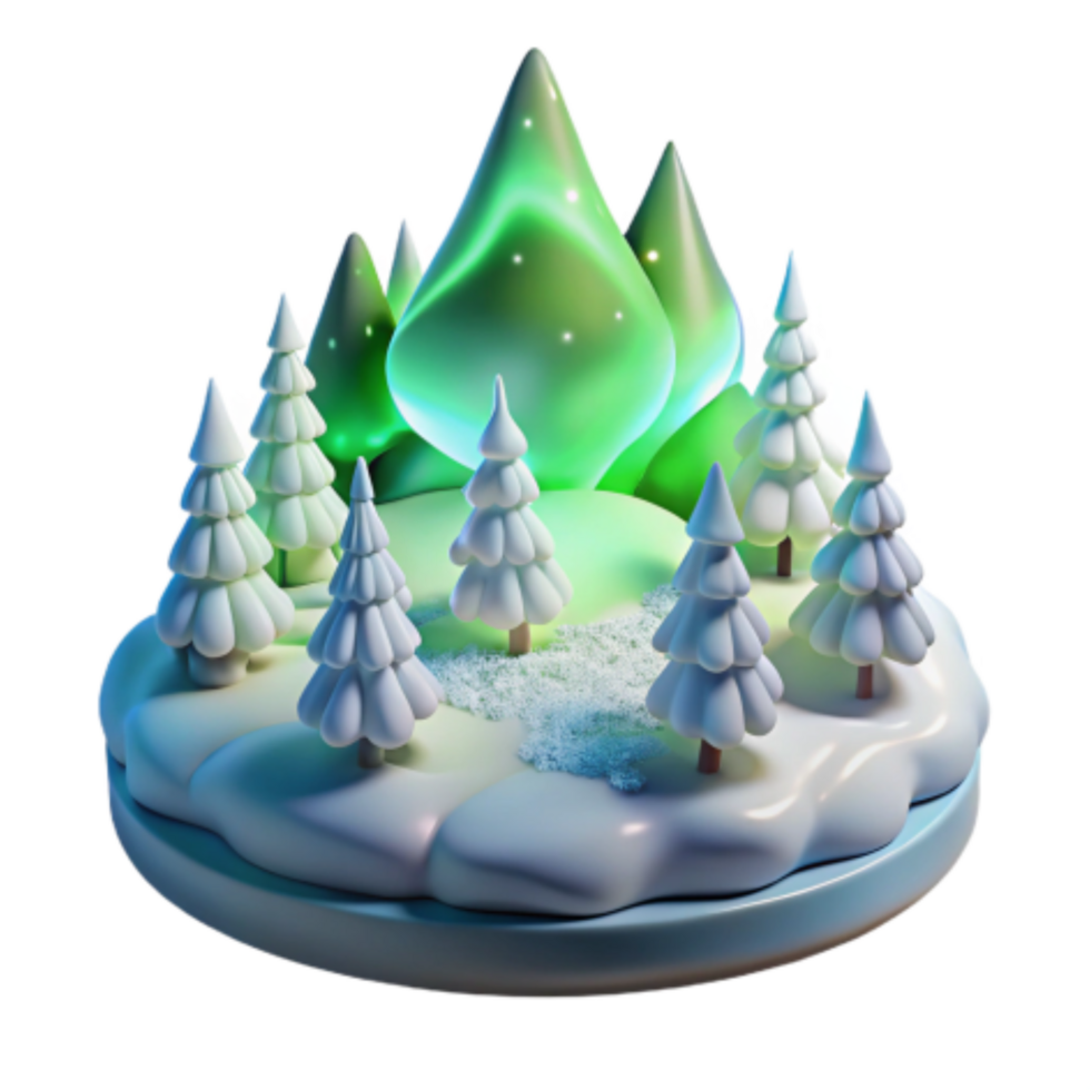 serene traditional Enchanted Winter Forest Snowy Landscape with Glowing Trees high resolution png