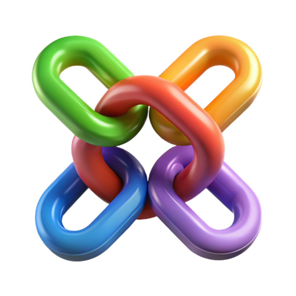 serene modern Interlocking Colorful Links Abstract 3D Chain authentic png