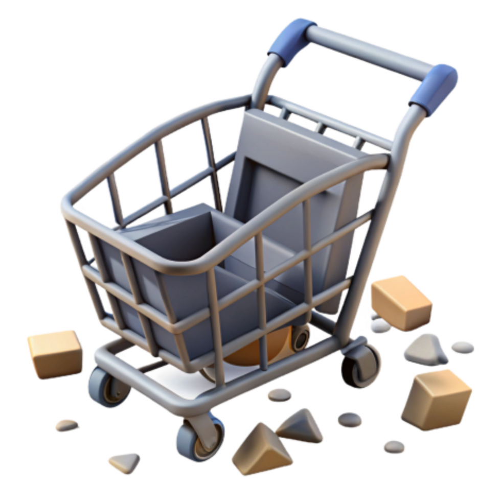 dramatic modern Shopping Cart Tipped Online Retail Challenges detailed png