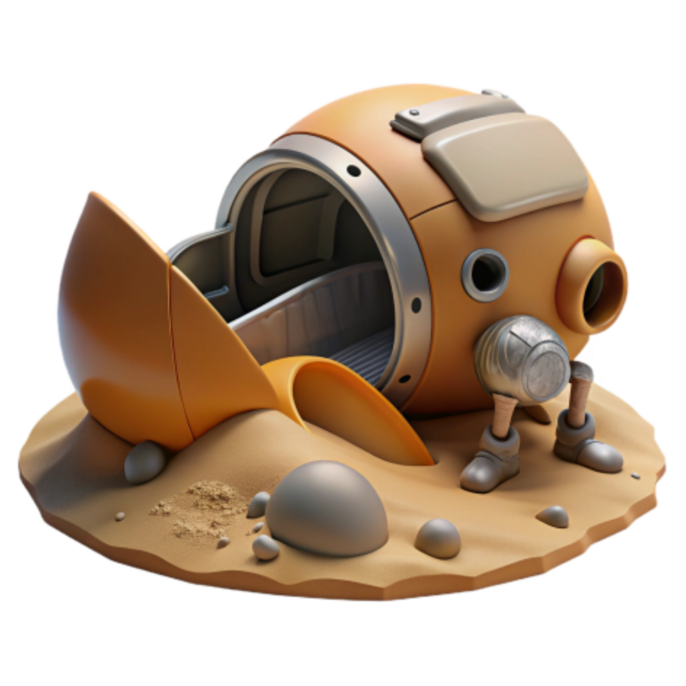 stunning creative Broken Spaceship on Desert Planet high resolution png