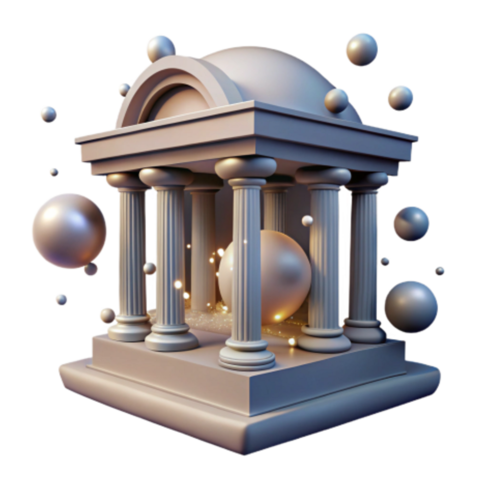 serene abstract Temple of Spheres 3D Render of Classical Architecture with Floating Orbs genuine png