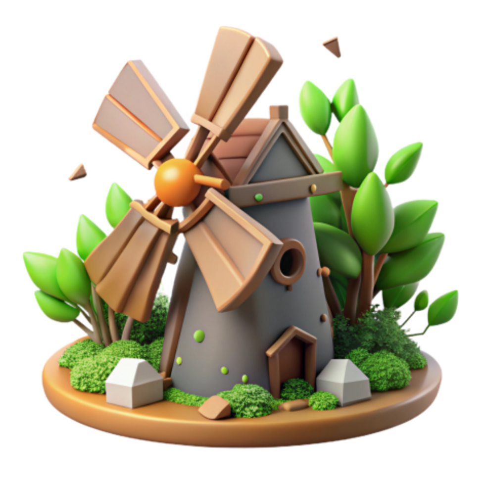 extraordinary classic Charming Windmill in Lush Green Landscape premium png