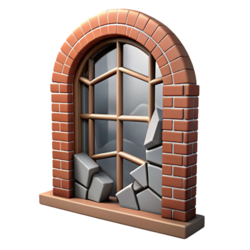 wonderful modern Broken Brick Arch Window Damaged Structure premium png