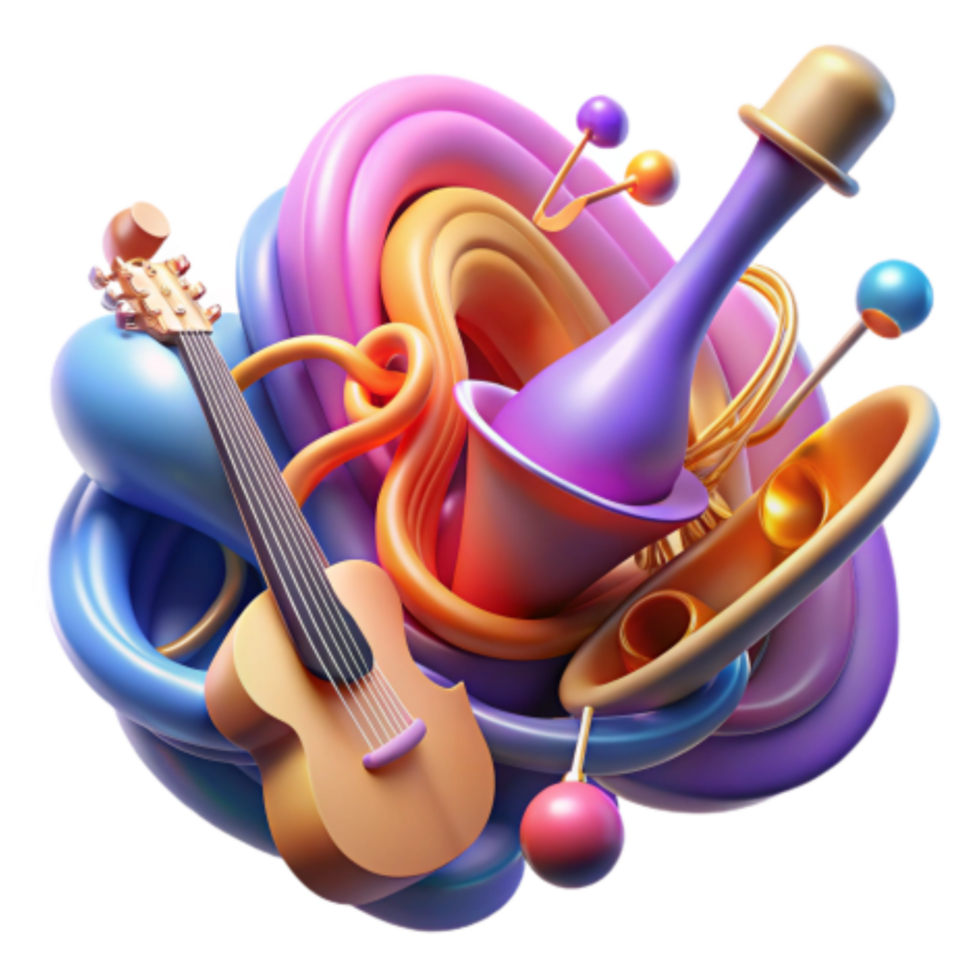 impressive creative Abstract Musical Instruments Swirling Colors authentic png