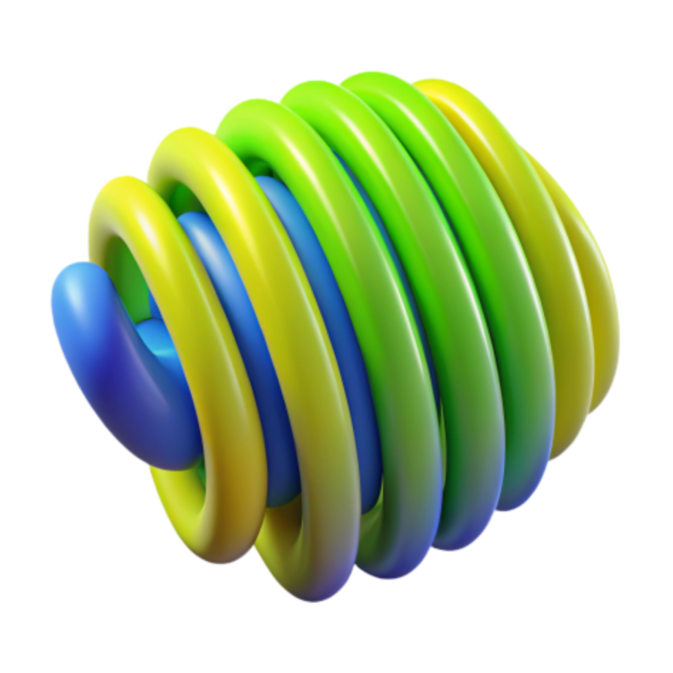 extraordinary rustic Abstract 3D Spiral Green, Yellow, Blue Gradient authentic png