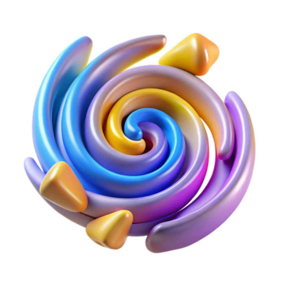 vibrant creative Abstract Swirling Colorful 3D Render 4K png
