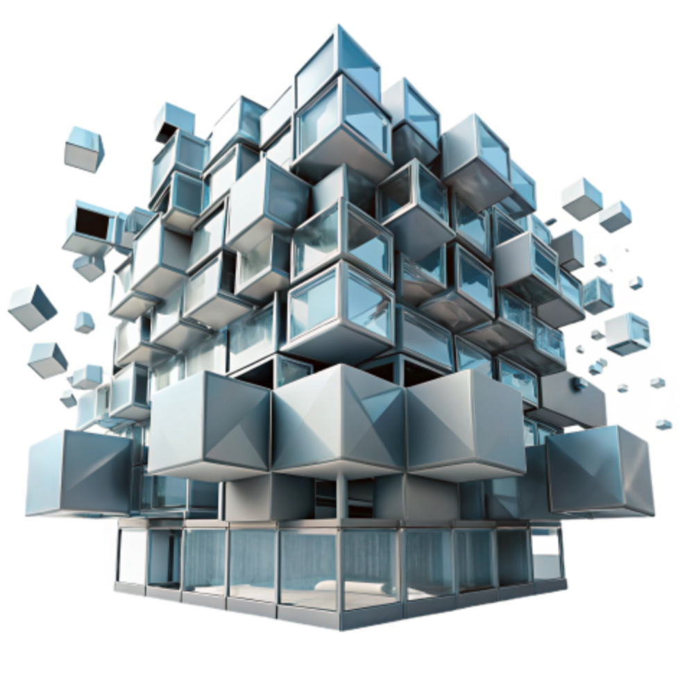 dramatic abstract Modular Cube Building Design Innovative Architecture premium png