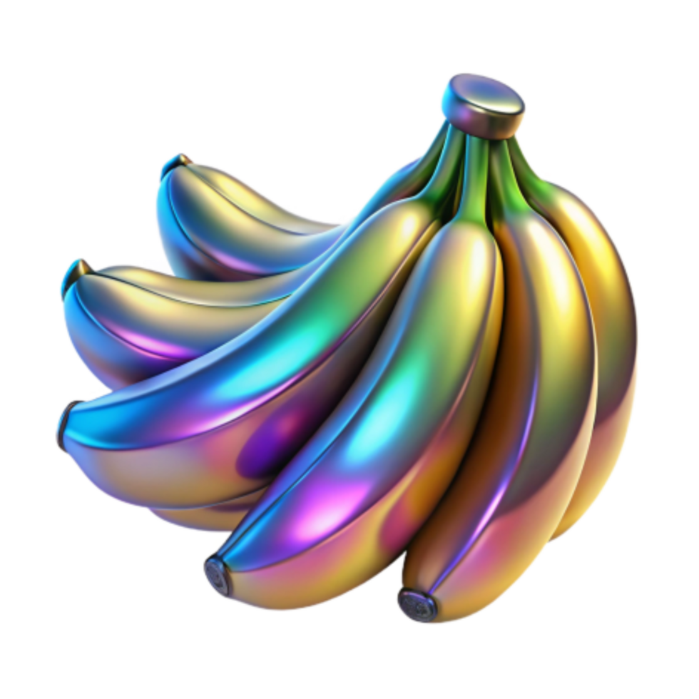 elegant abstract Iridescent Bananas A Colorful Fruit Bunch authentic png