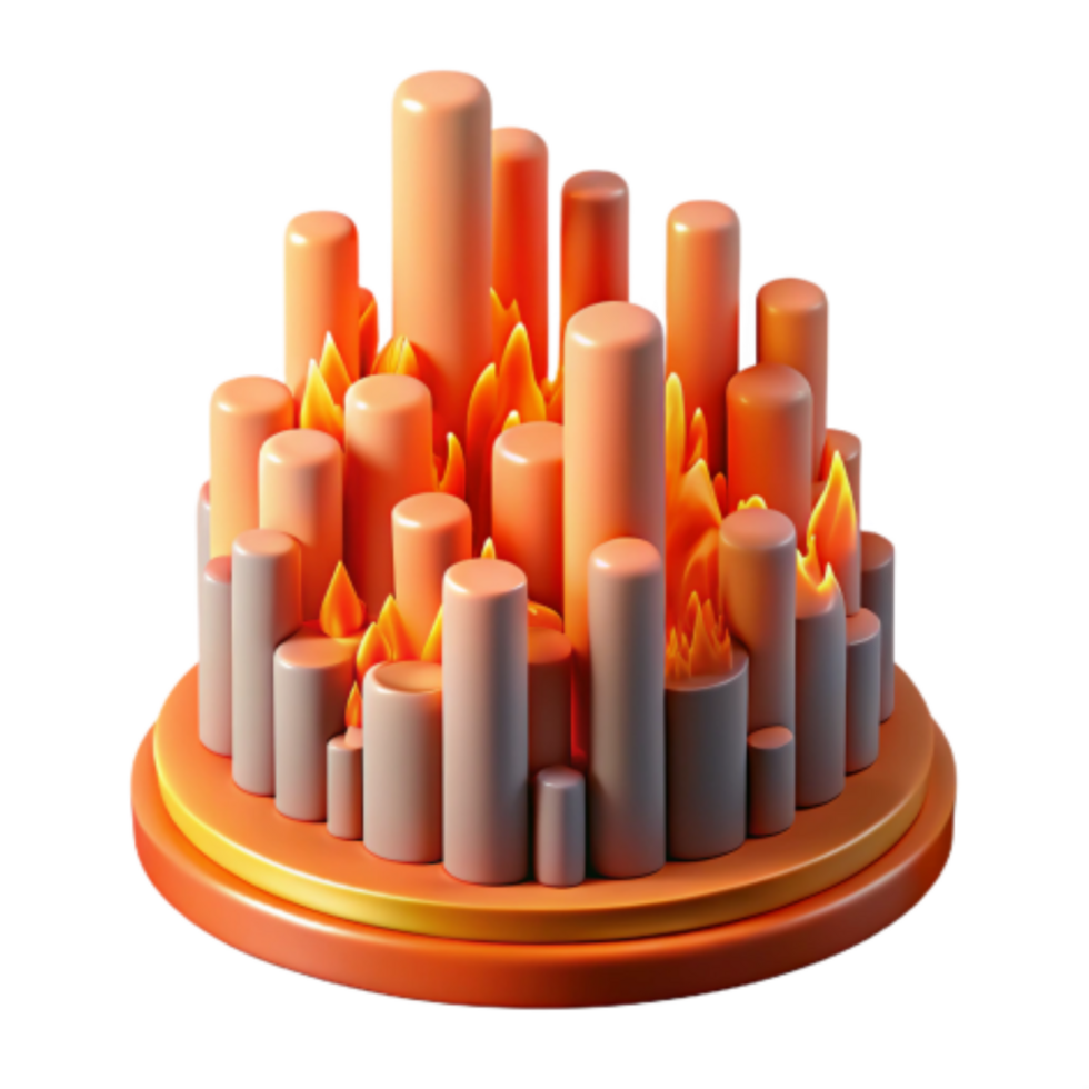 beautiful minimalist Burning Cylinders Abstract 3D Flame Art high resolution png