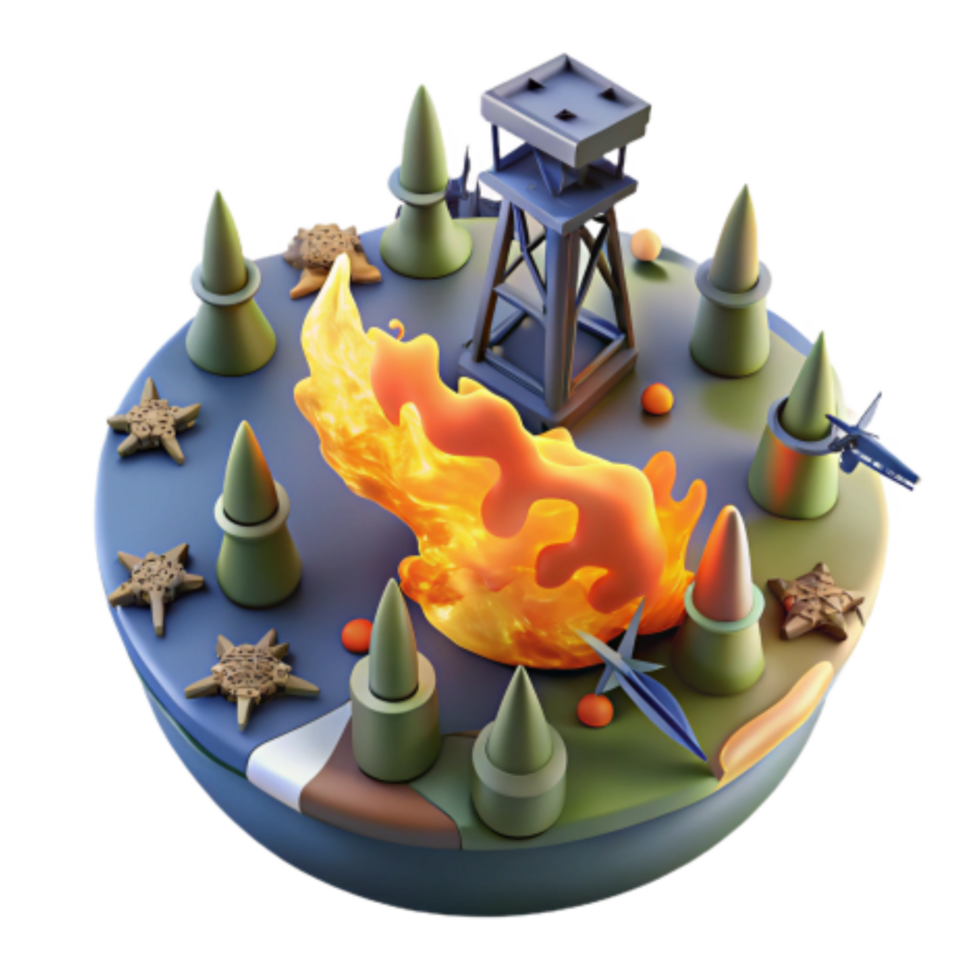 beautiful vintage Island Fire Aerial Assault Watchtower original png