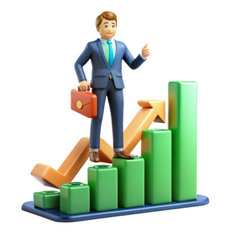 stunning rustic Businessman Ascending Growth Chart Financial Success premium png