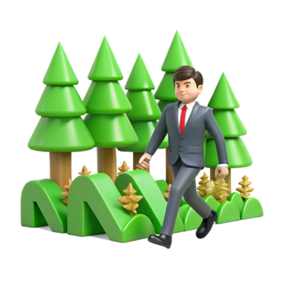 wonderful contemporary Businessman Walking in a Forest 3D Render exclusive png
