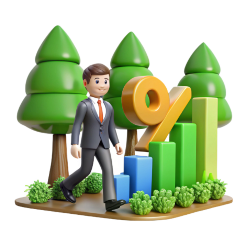 magnificent creative Green Growth Walking Towards Higher Interest Rates high quality png