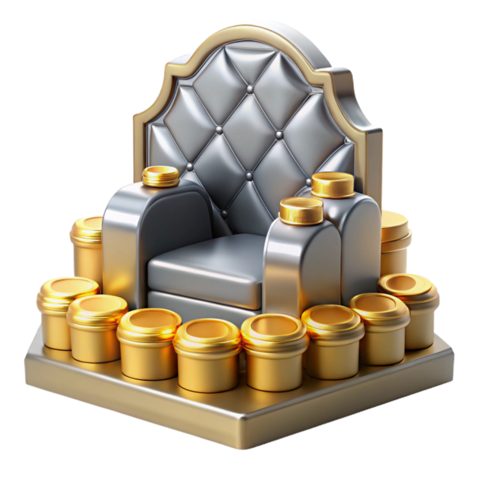 elegant contemporary Luxury Throne with Gold Containers Opulence and Abundance high resolution png