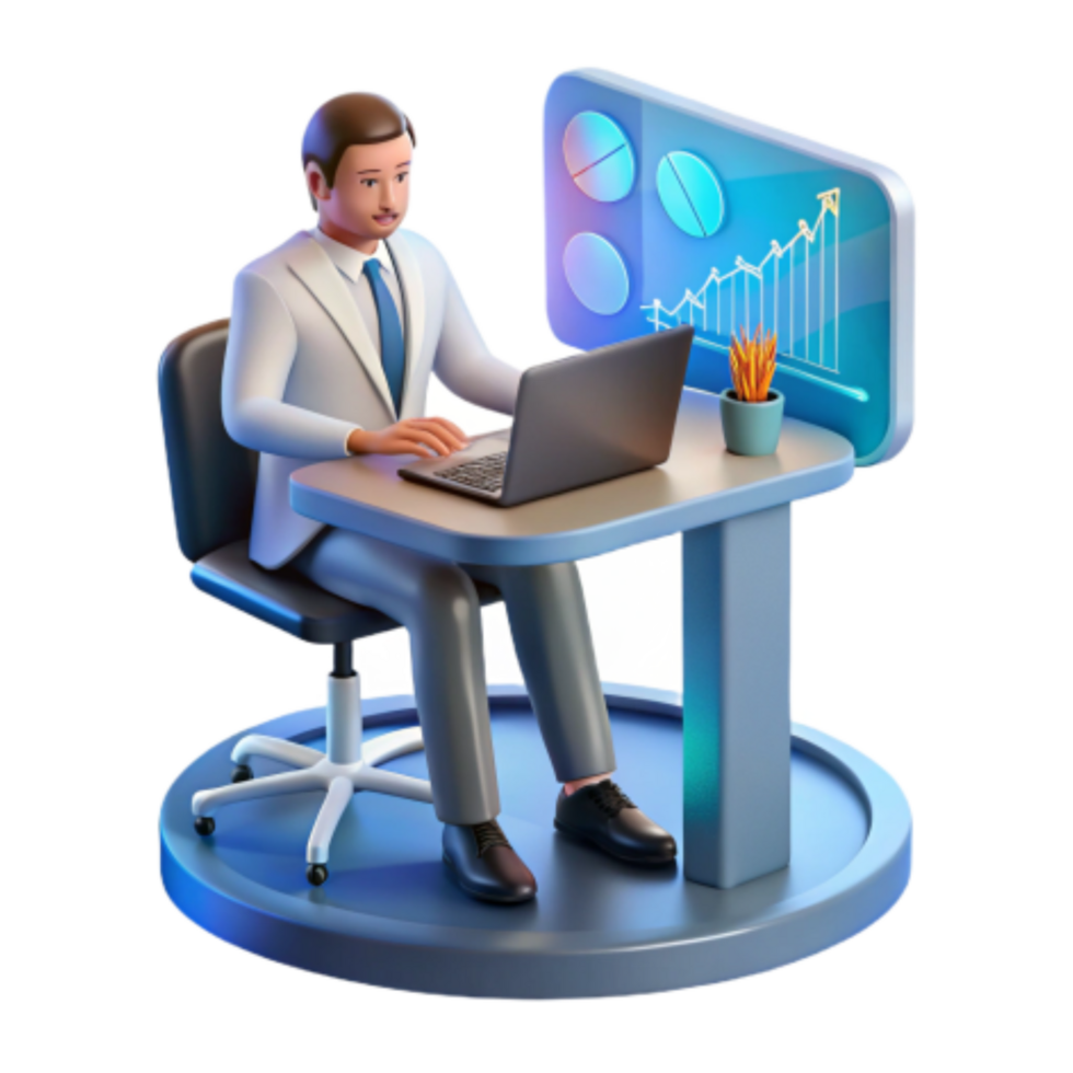 beautiful artistic Data Analysis Healthcare Professional using Laptop and Charts authentic png
