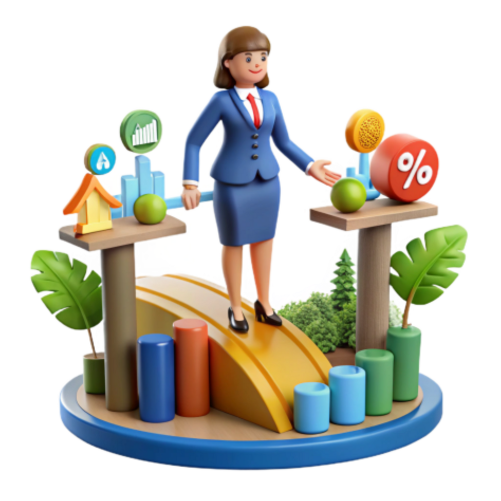 dramatic modern Financial Growth Visualizing Investment Strategies Percentage Returns detailed png