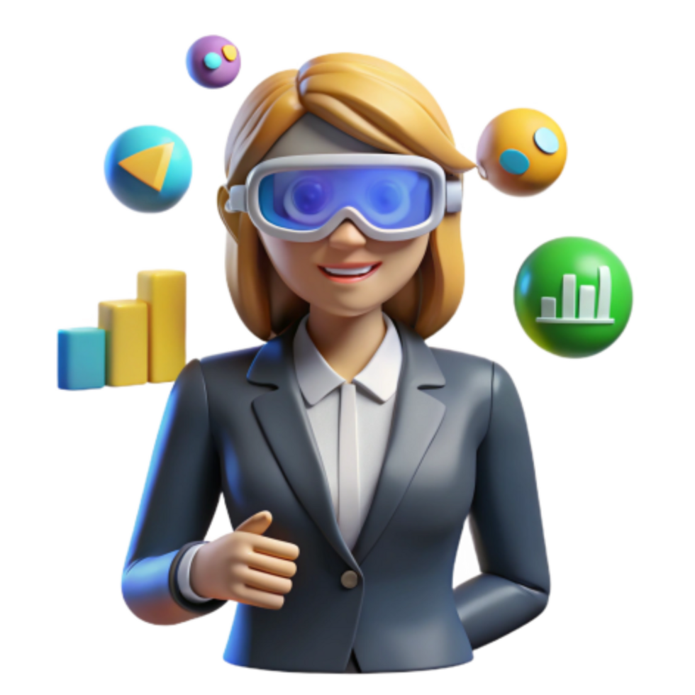 beautiful abstract Virtual Reality Business Analytics Data Visualization in 3D detailed png