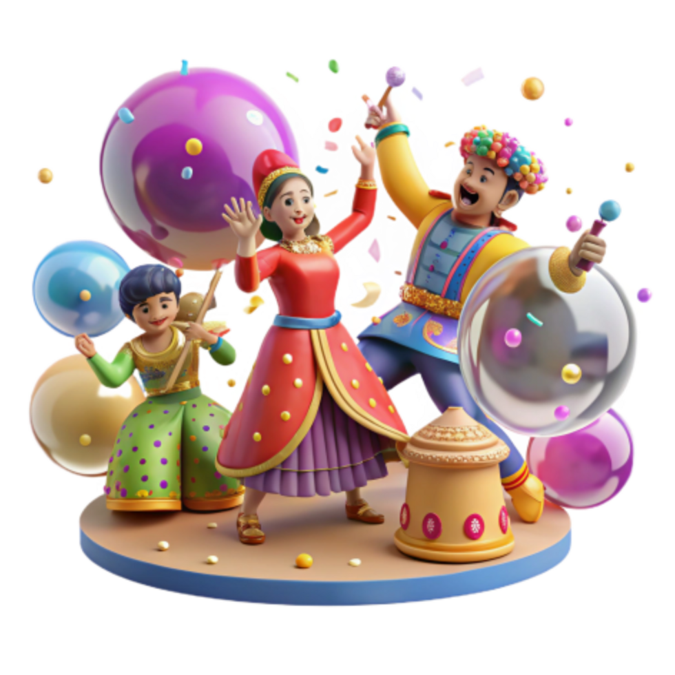 stunning creative Festival Fun Colorful Celebration with Balloons and Dance professional png
