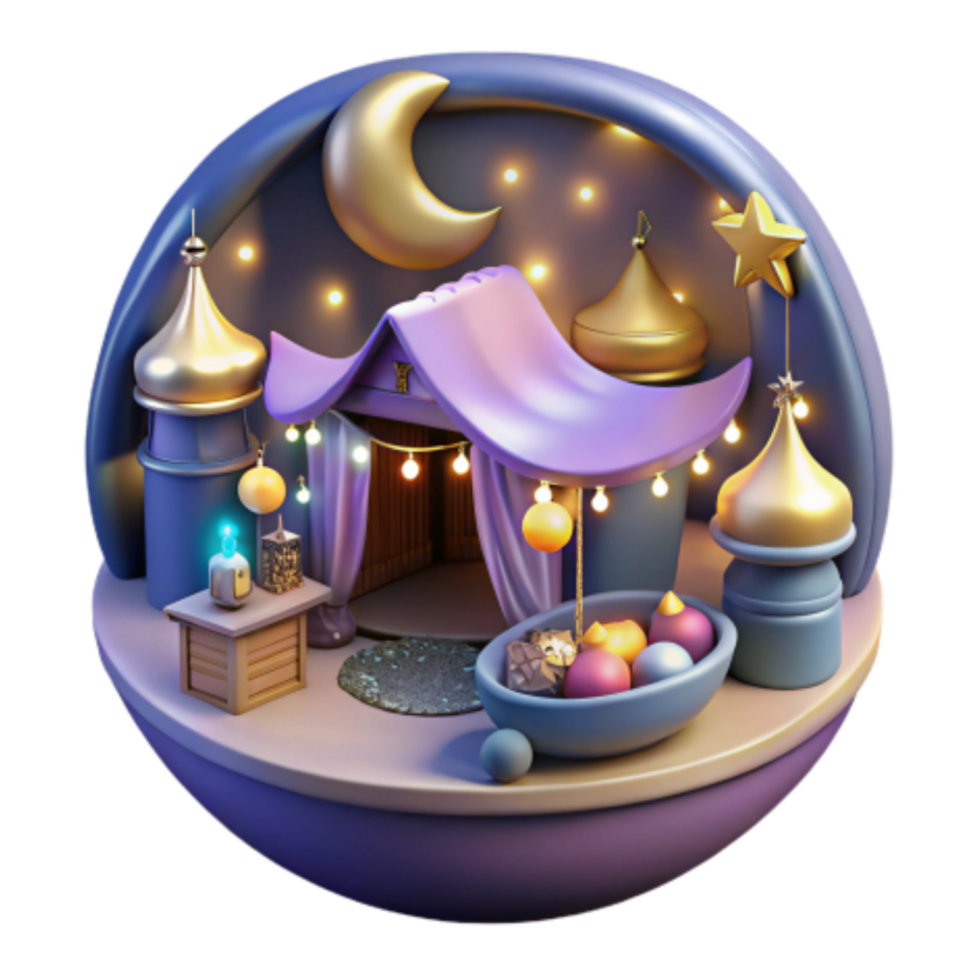 elegant contemporary Enchanted Night Bazaar 3D Render of Fantasy Market premium png