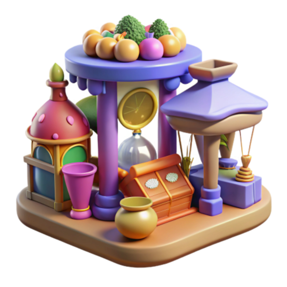 magnificent classic Whimsical 3D Render of a Festive Market Stall high resolution png