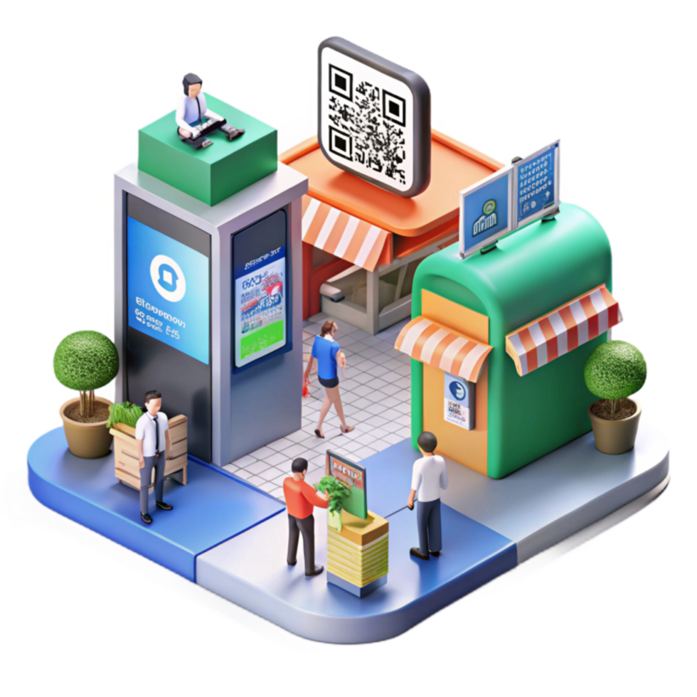 deslumbrante minimalista inteligente cidade digital sinalização e qr código integração Alto resolução png