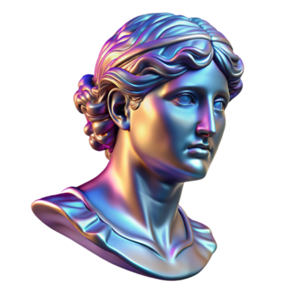 magnificent modern Iridescent Classical Bust Ancient Art, Modern Colors genuine png