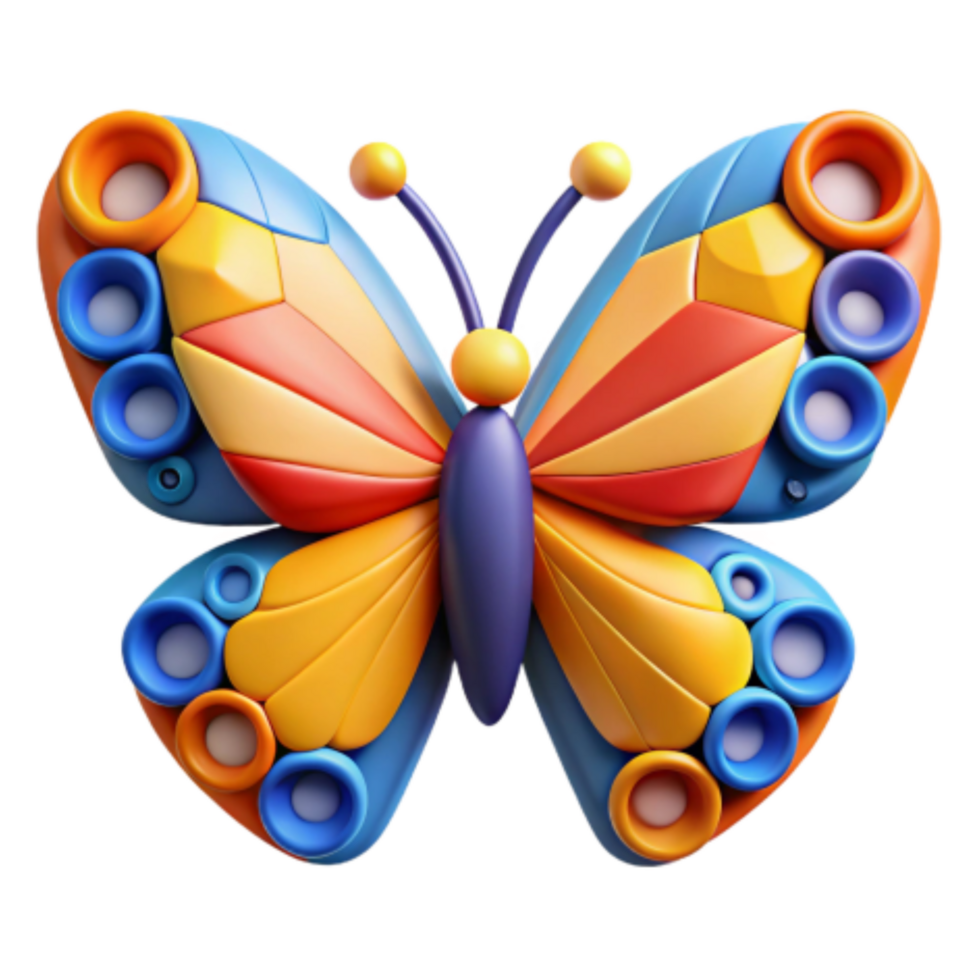 beautiful abstract Colorful 3D Butterfly Design Fun, Playful Insect Art high resolution png