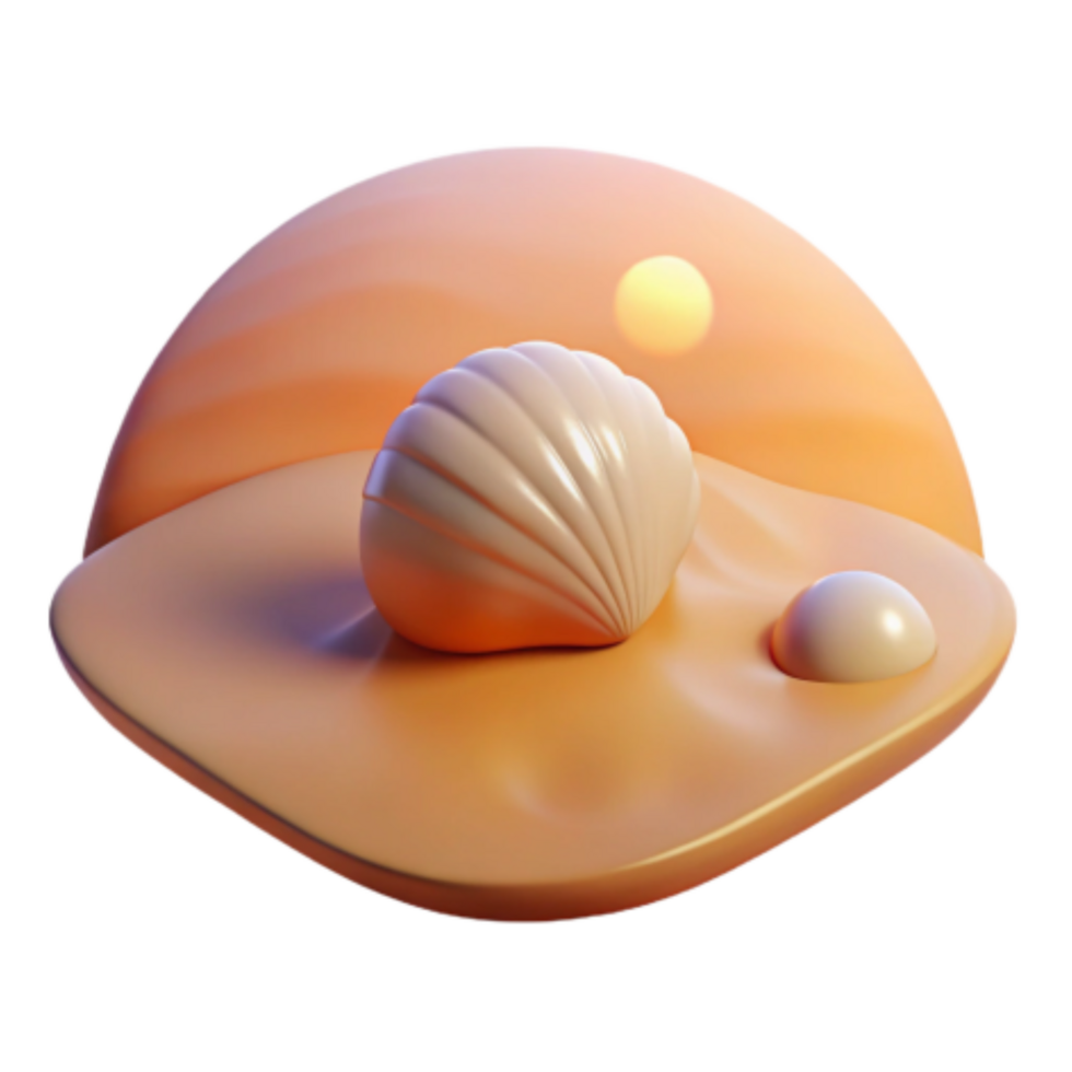 magnificent abstract Seashell Sunset 3D Render of Calm Coastal Scene premium png