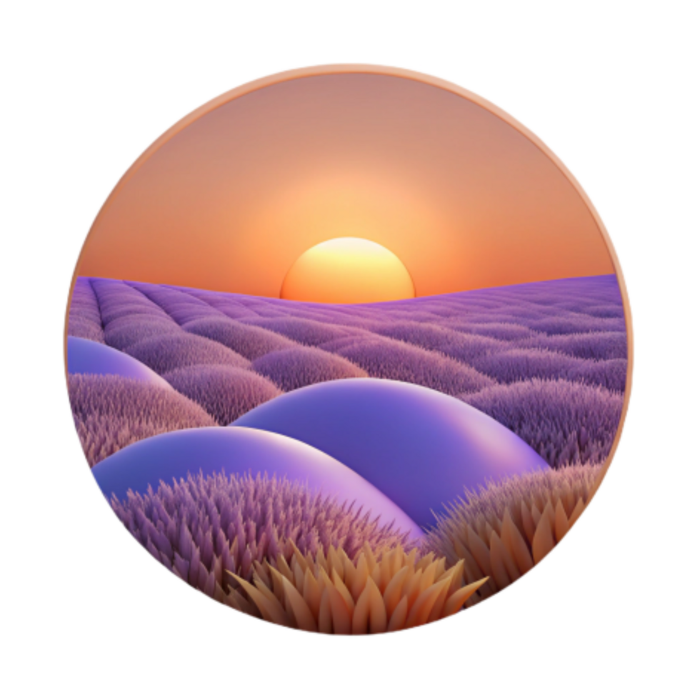 extraordinary contemporary Sunset Over Purple Hills A Serene Landscape premium png