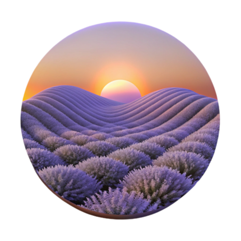 serene creative Sunset over Lavender Fields Serene Landscape high resolution png