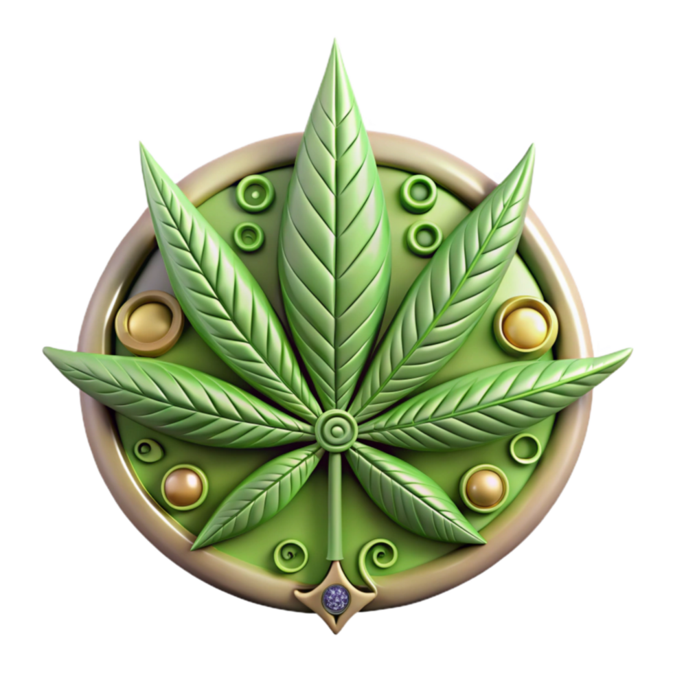 magnificent creative Cannabis Leaf Ornate Design, 3D Render authentic png