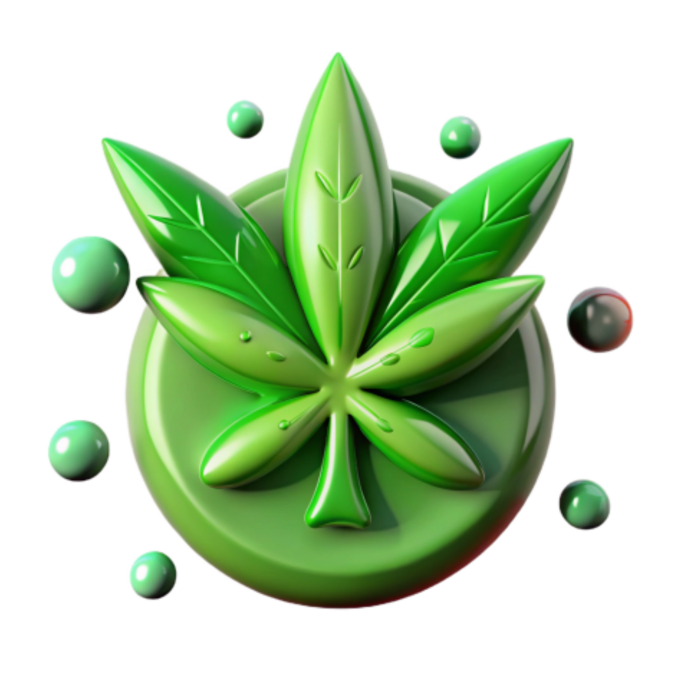 magnificent modern Cannabis Leaf 3D Render, Green, Glossy premium png