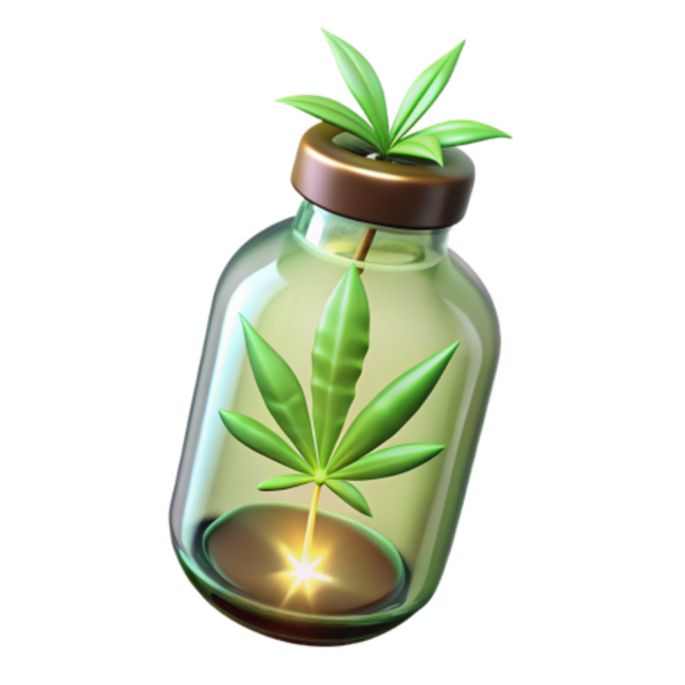 stunning rustic Cannabis Plant in a Bottle Exploring Botanical Extraction authentic png