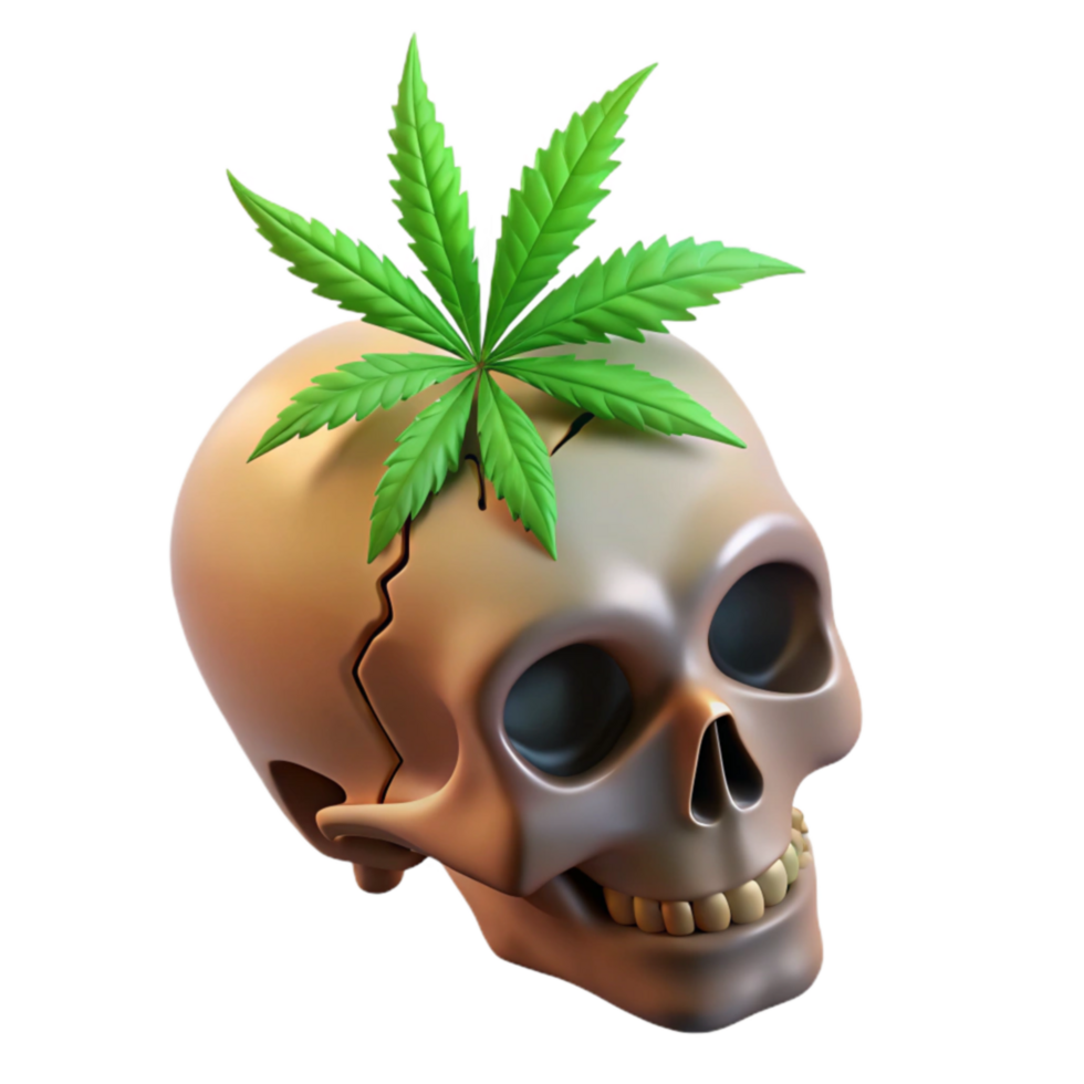 stunning minimalist Cannabis Skull Leaf - Exploring Risks genuine png