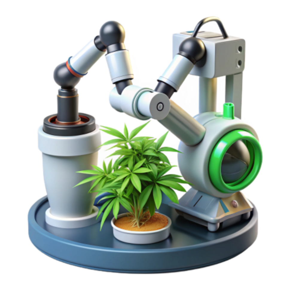 dramatic abstract Automated Cannabis Cultivation Robotic Harvesting and Processing exclusive png